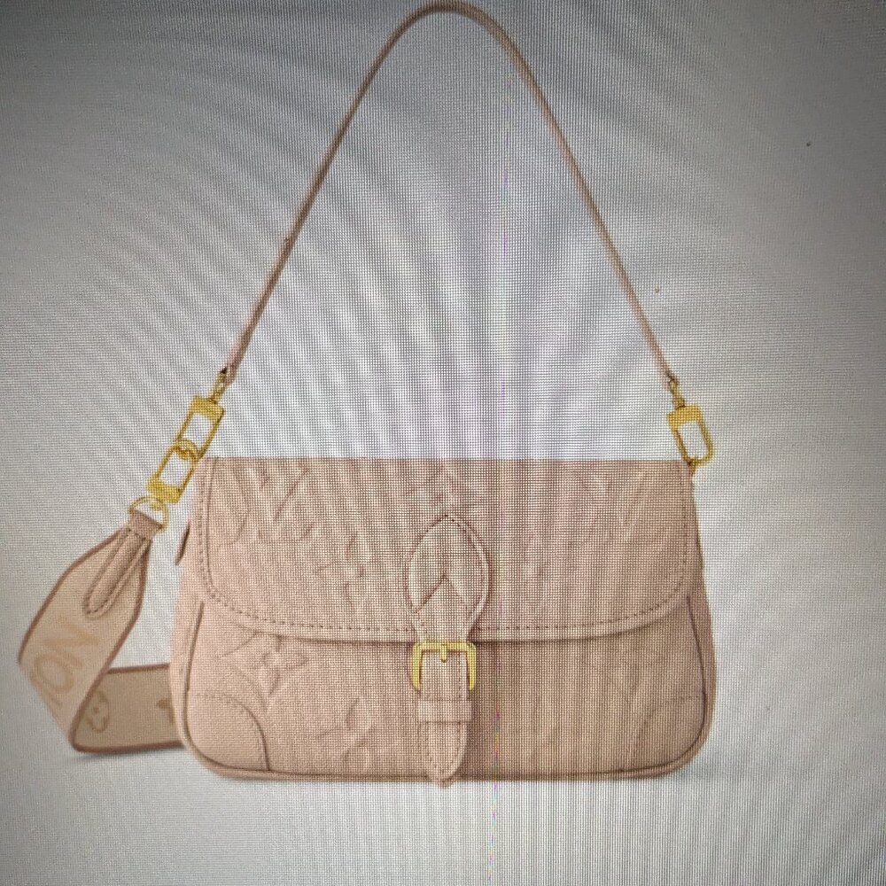 Louis Vuitton Diane Monogram Leather/ Crossbody Bag  With Flap Closure